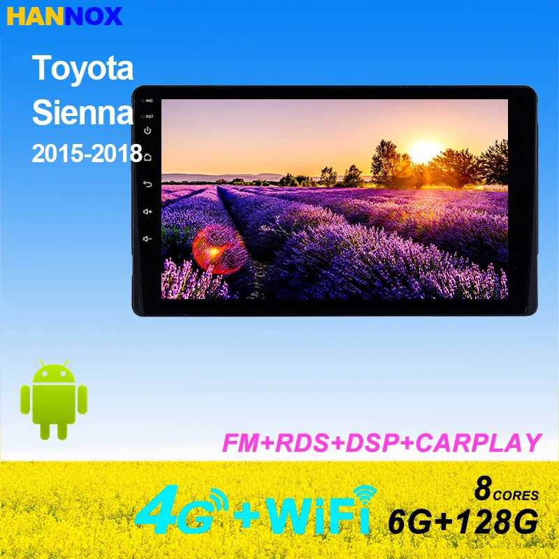 

Автомобильный мультимедийный плеер, 9 дюймов, 8 ядер, 6 ГБ + 128 Гб, Android 11,0, навигация для TOYOTA Sienna 2015, 2016, 2017, 2018-2021, BT, 4G, LTE, GPS, радио