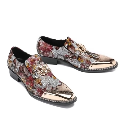 Мужские модельные туфли в деловом стиле золотистого железного цвета Туфли