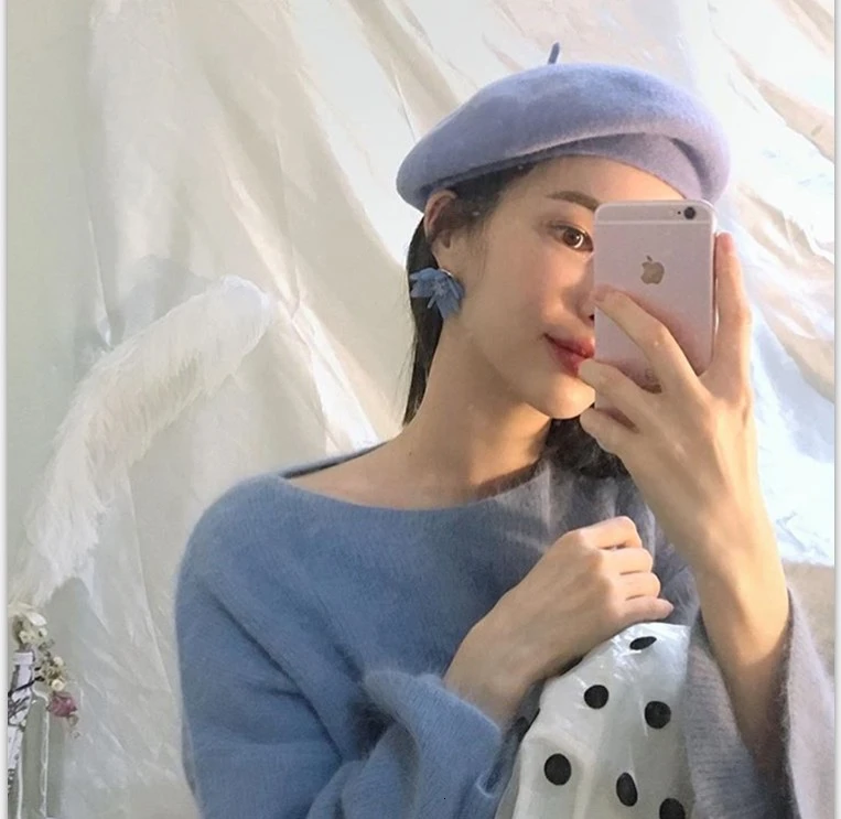 Зимние недорогие однотонные береты женская шапочка женские шапки Дамская шапка