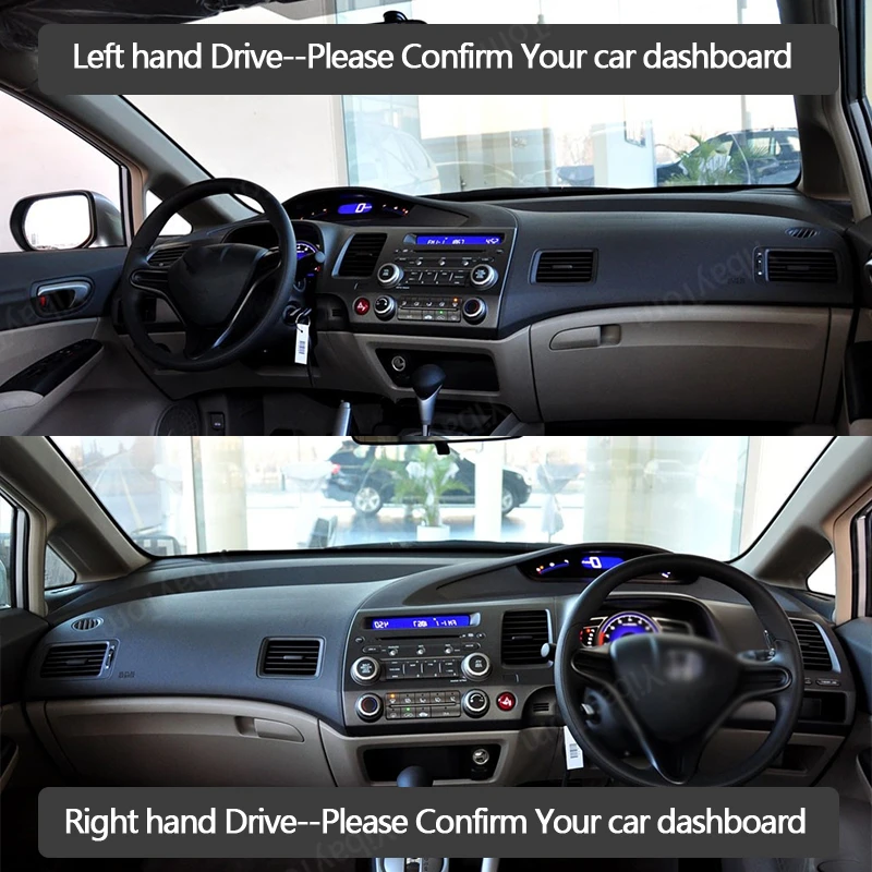 

For Honda Civic 8 2006-2011 FB FK FA FD Console Dashboard Suede Mat Protector Sunshield Cover