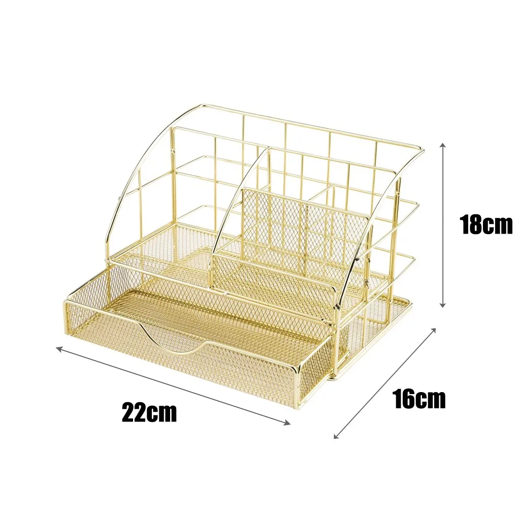 

Storage Multi-functional Desk Organizer Mesh Metal Pen Holder Stationery Container Box Office School Supplies desk Accessories