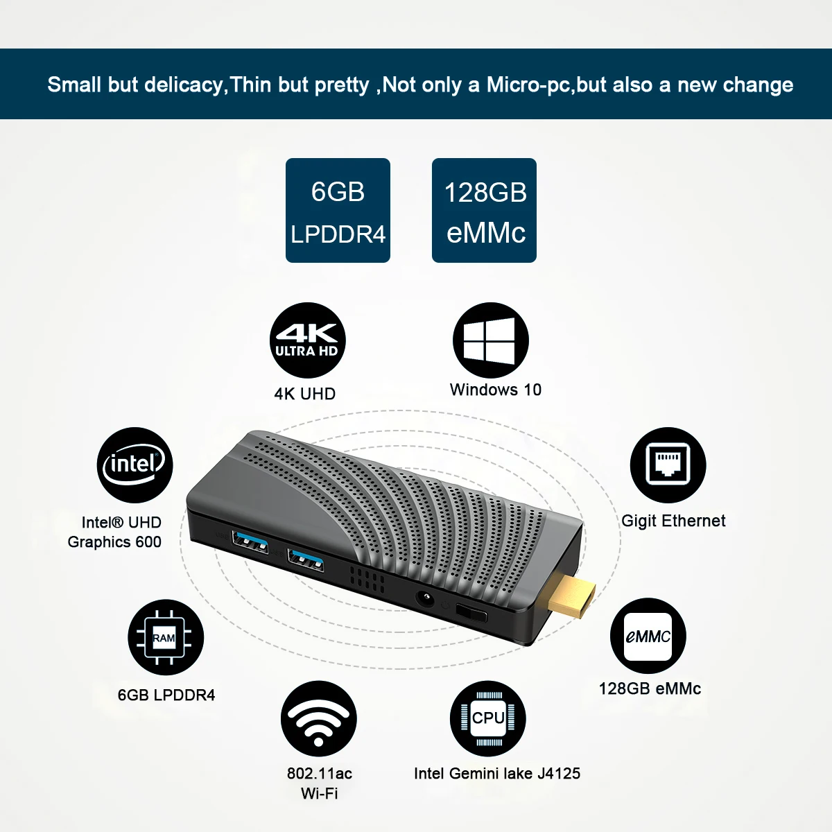 Мини-ПК T6 Pro 4G/6G 64G/128G Intel Celeron N4000/J4125 Win10 Linux USB 3 0 BT 5 Dual WIFI 2 4G + 8G 12V 2.5A RJ45 | Компьютеры и