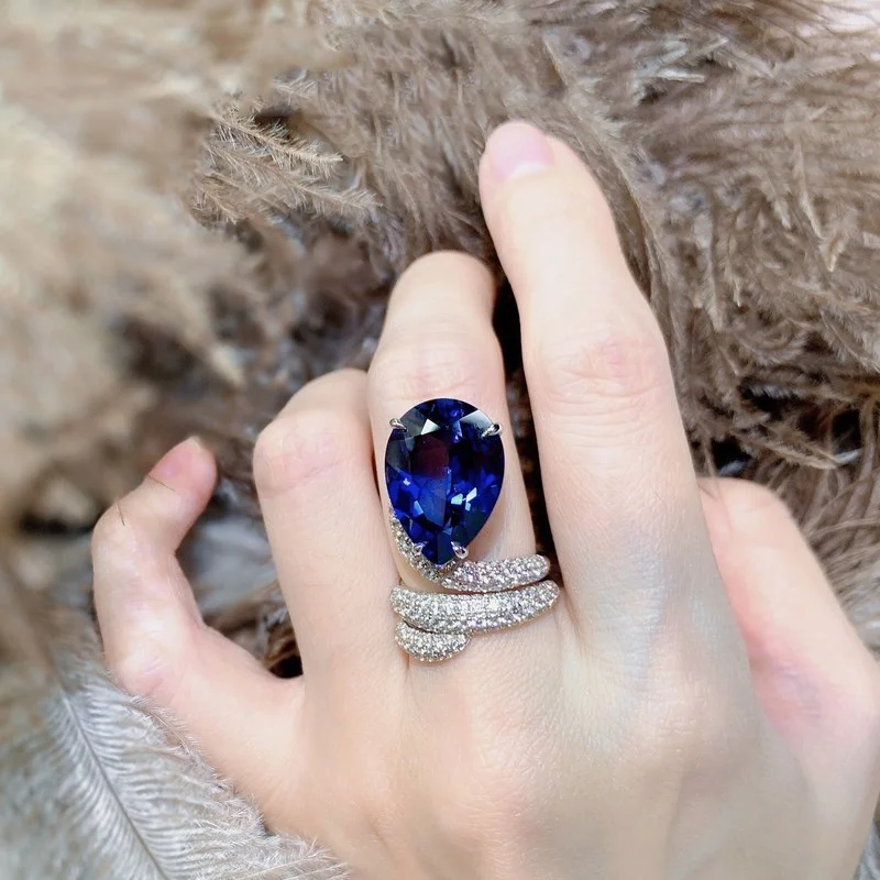 

Water Drop Sapphire Moissanite Promise ring 925 Sterling silver Engagement Wedding Band Rings for women Bridal Finger Jewelry