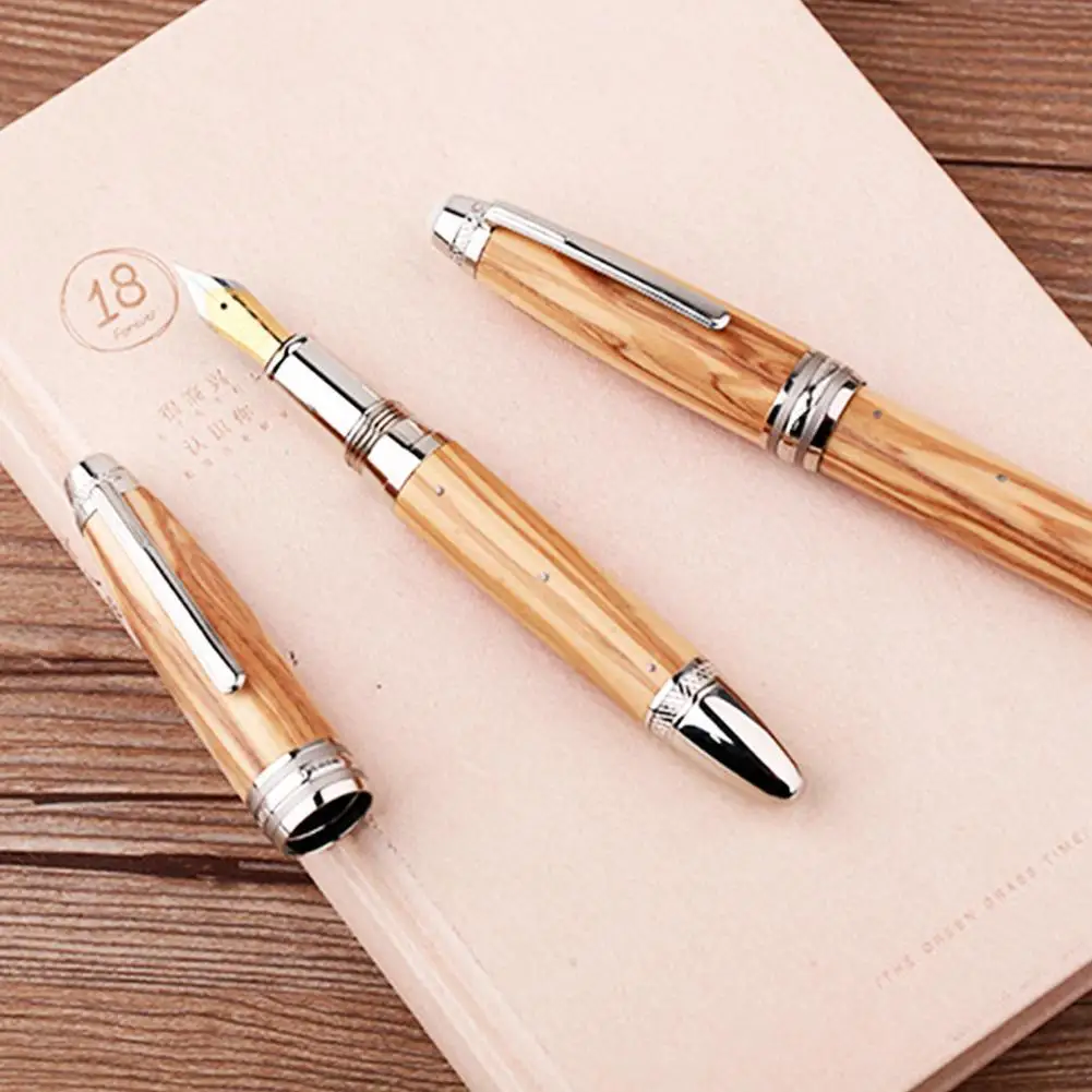 

Wood Fountain Pen M1000 Rivet Top Bead Nib Calligraph Bock Business Student Sandalwood Writing Fountain Gift Z8R1