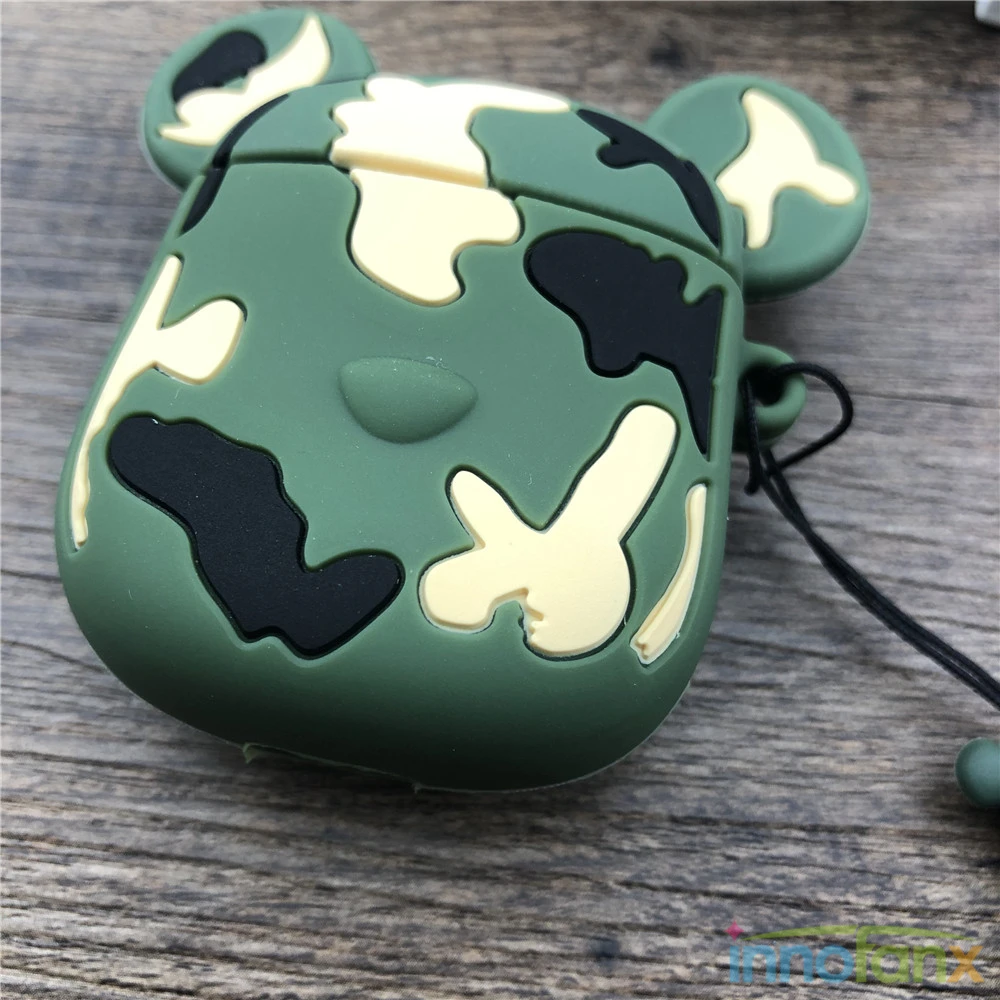 Классный камуфляжный чехол с медведем для Apple Airpods 2 милый мультяшный защитный