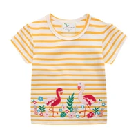jumping meters new arrival girls tshirts flamingo embroidery cotton stripe hot selling childrens tees tops cute baby clothes