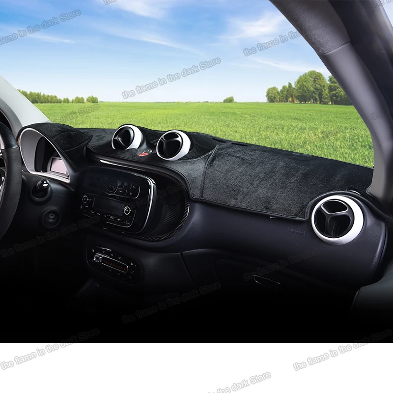 Lsrtw2017 полиэстер коврик для приборной панели автомобиля smart fortwo forfour 204 2015 2016 2017 2018