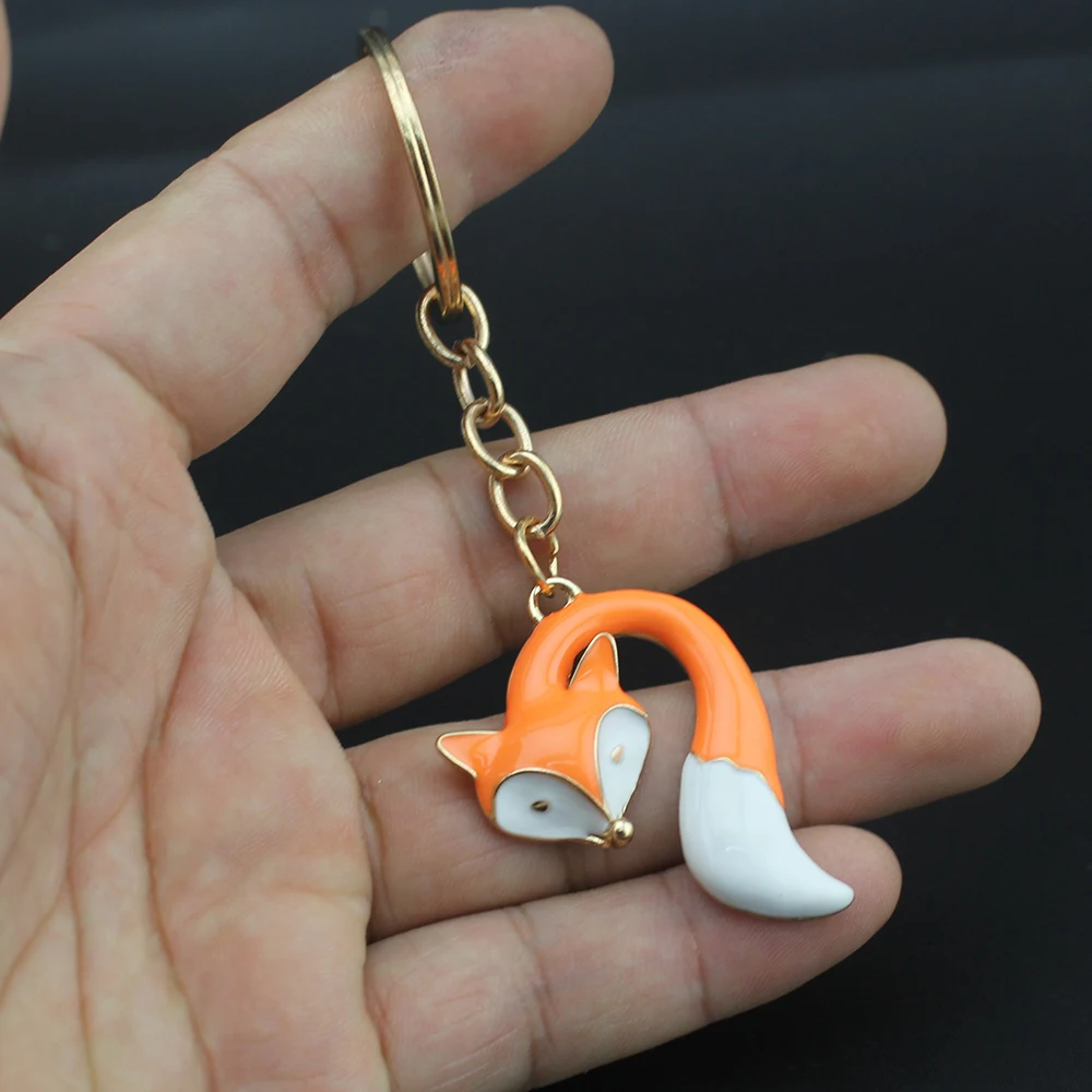 Orange Fox Hapiship новые женские/мужские модные ювелирные изделия лиса Жираф Сова ключи цепочки Ключи Кольца Сплав амулеты подарки YS001 - Цвет: Orange Fox