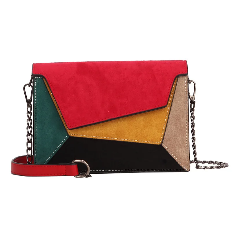 

2020 Retro Matte Patchwork Crossbody Bags for Women Messenger Bags Chain Strap Shoulder Bags Lady Small Flap Criss-cross Bag