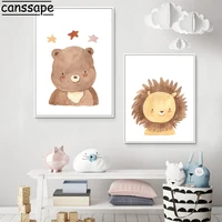 nursery wall art canvas painting bear posters lion print stars paintings nordic wall pictures baby kids bedroom decoration