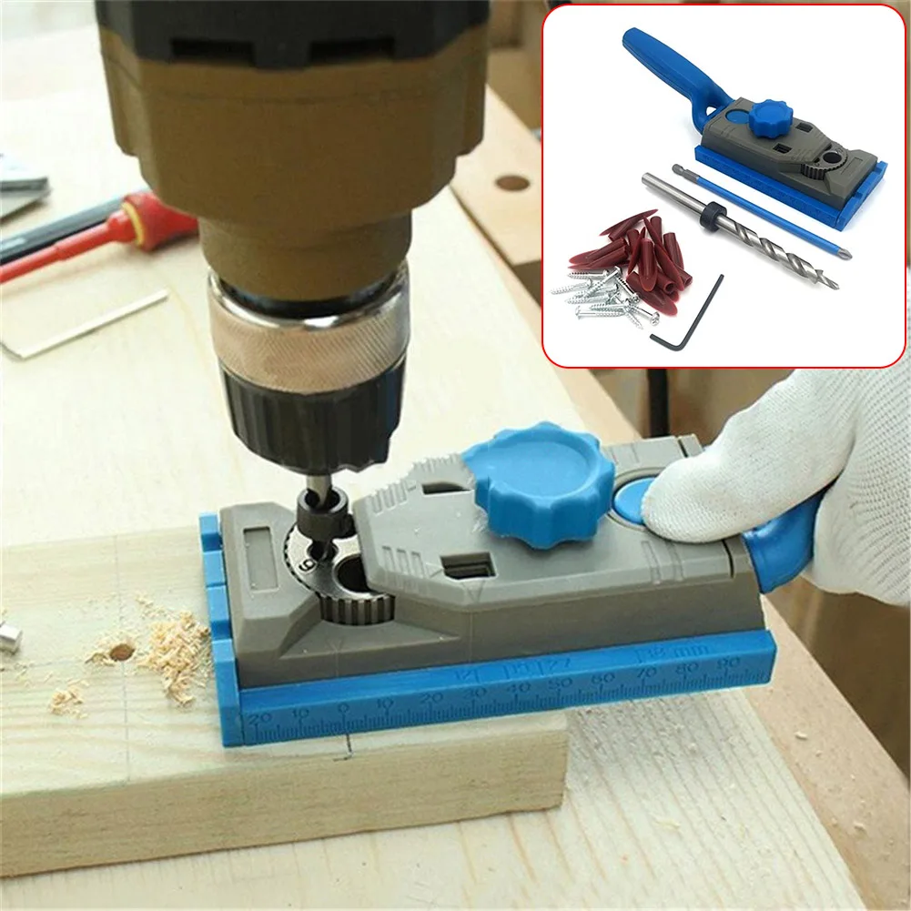 Недавно синий Пластик деревообрабатывающий отверстие набор локаторов со шкалой