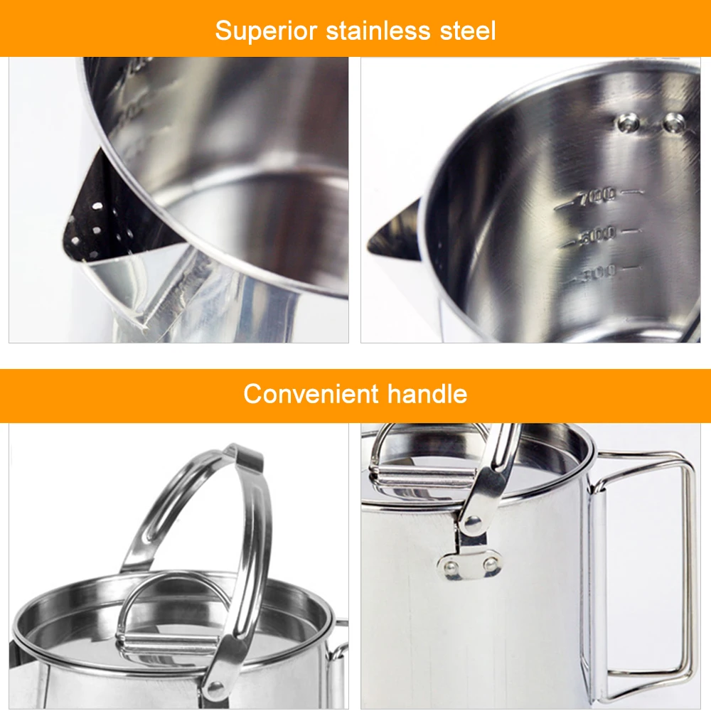 

1.2L Outdoor Hanging Pot Stainless Steel Kettles Mountaineering Camping Portable Boil Water Pot hot soup coffee Pot Tableware