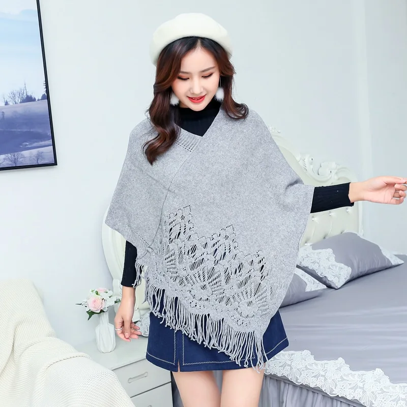 

New Style Loose Casual Korean Style Hollow Shawl Cloak Tassel Women's Pullover Coat Shawl Wholesale 2020 Fashion