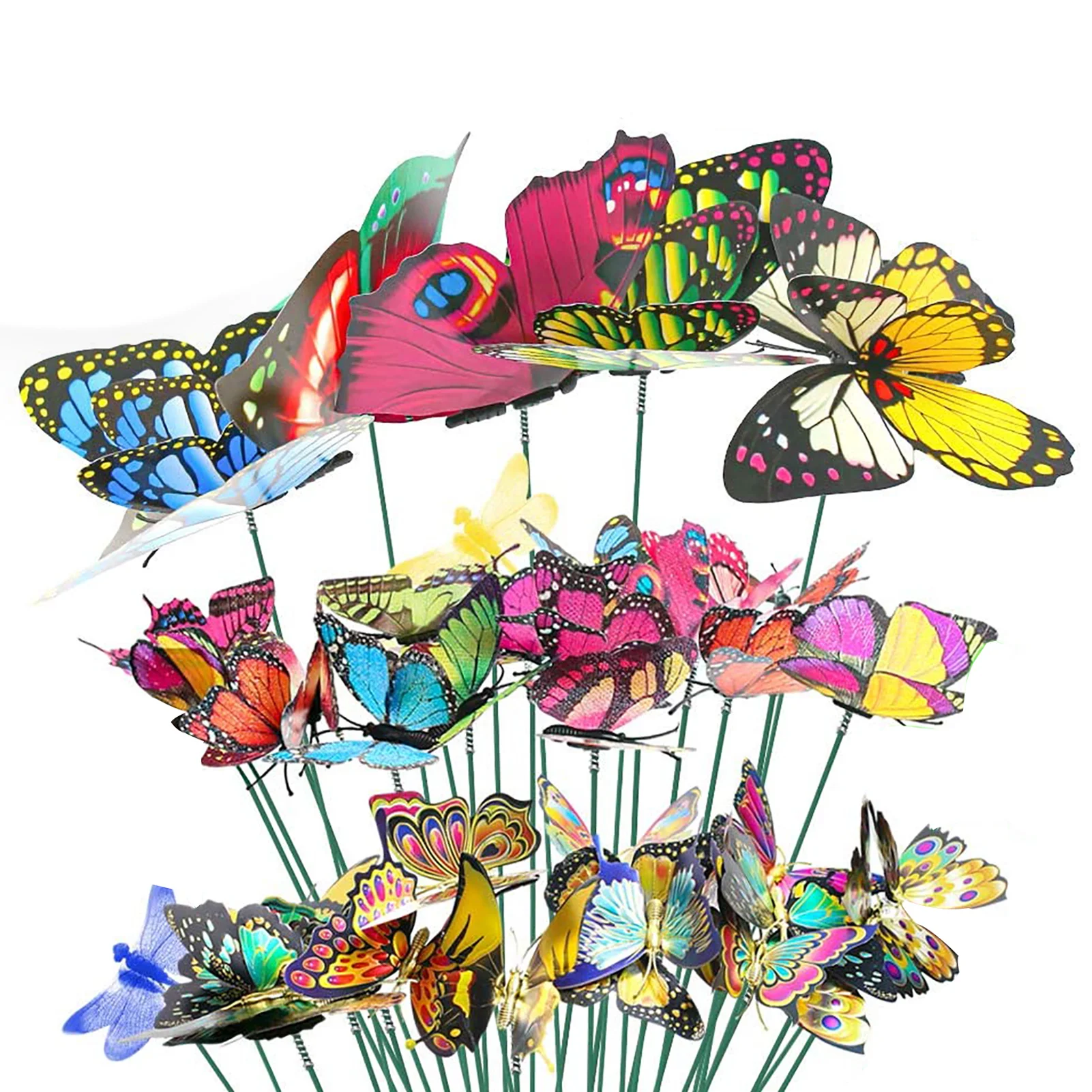 

25PCS Glowing Artificial Butterfly Luminous Vivid Yard Garden Butterfly Stick Ornament Flower Pot Inserted Decoration