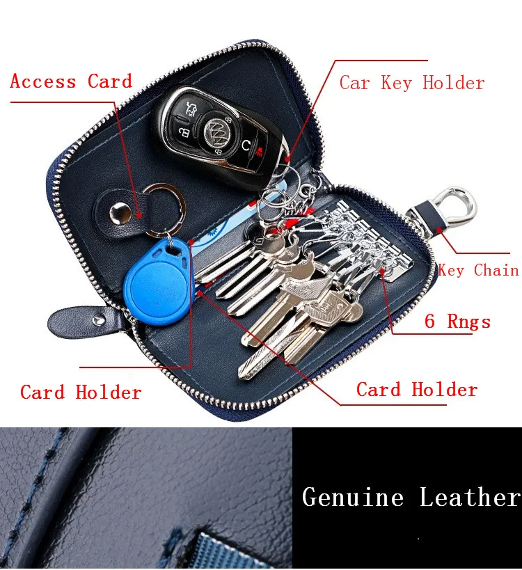 Мужские и женские бумажники для ключей из натуральной кожи держатель ID-карты