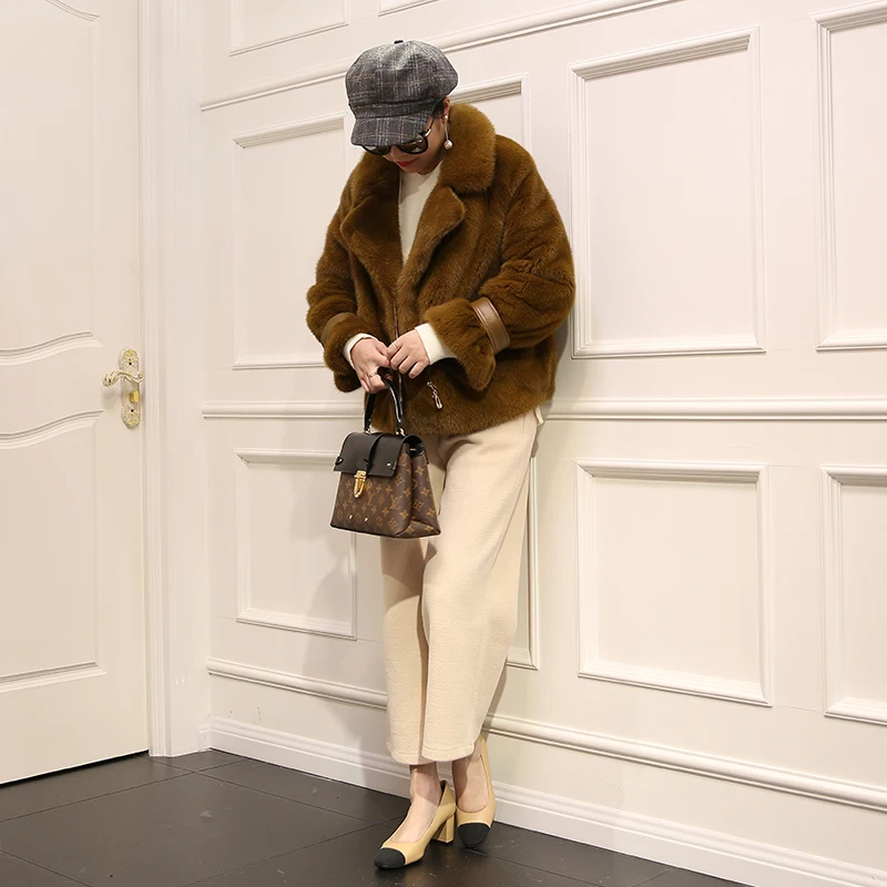 Женское роскошное пальто из натурального меха норки зимняя куртка женская