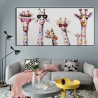 Картина на холсте с изображением граффити, семейный постер с любопытными жирафами, Настенная картина для гостиной, домашний декор (без рамки)