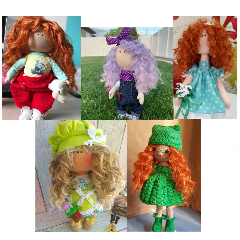 

5PCS15cm*100cm DIY Doll Accessories Straight Roller Synthetic Fiber Wig Long Hair High Temperature Resistance