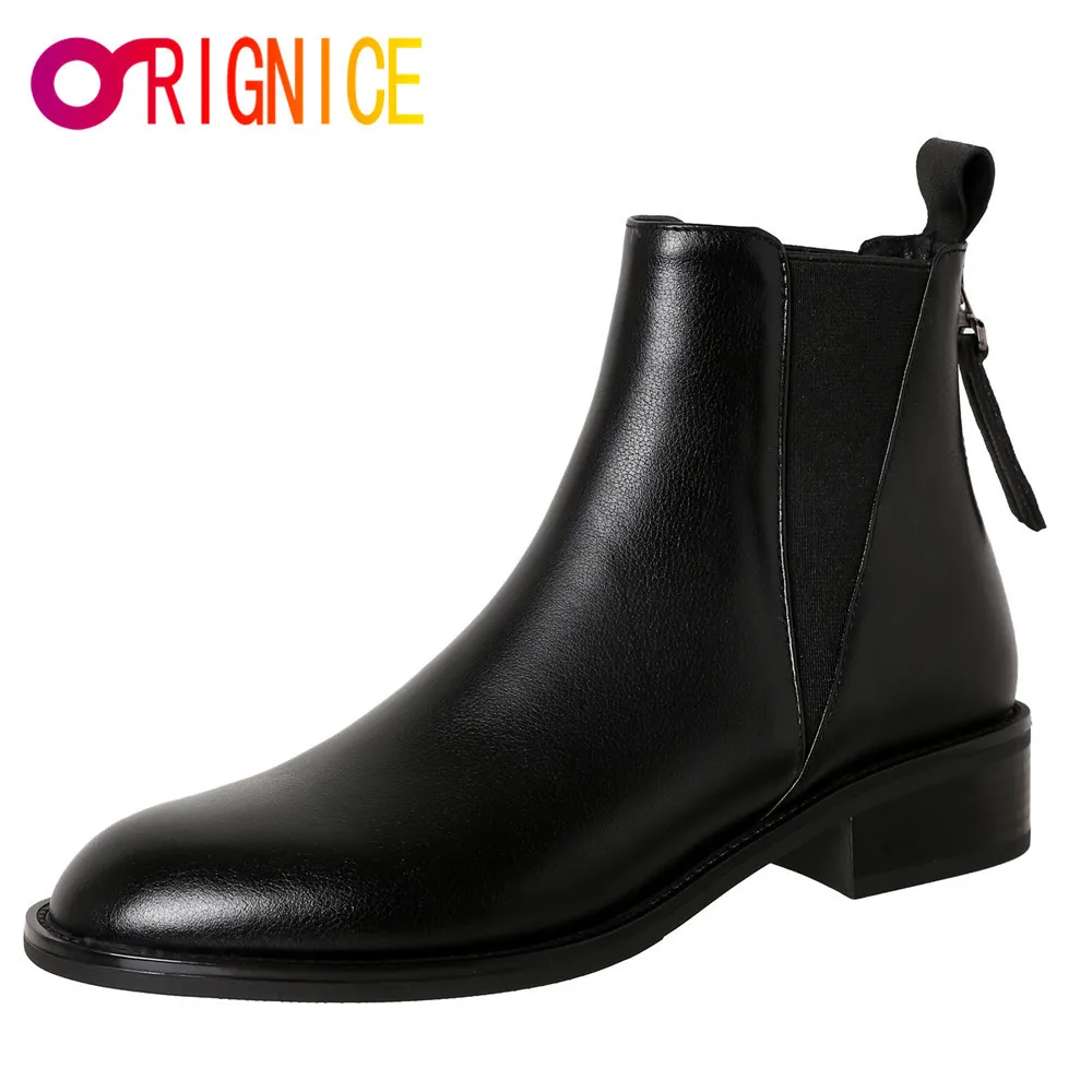 

Женские ботильоны из натуральной кожи на молнии с круглым носком