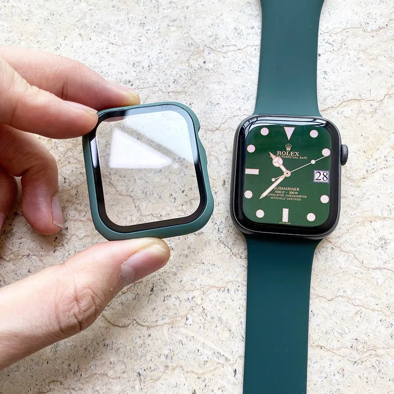 Чехол + стекло для Apple watch Series 5 3 4 6 SE бампер защита экрана чехол Watch 44 мм 40 iWatch 42 38