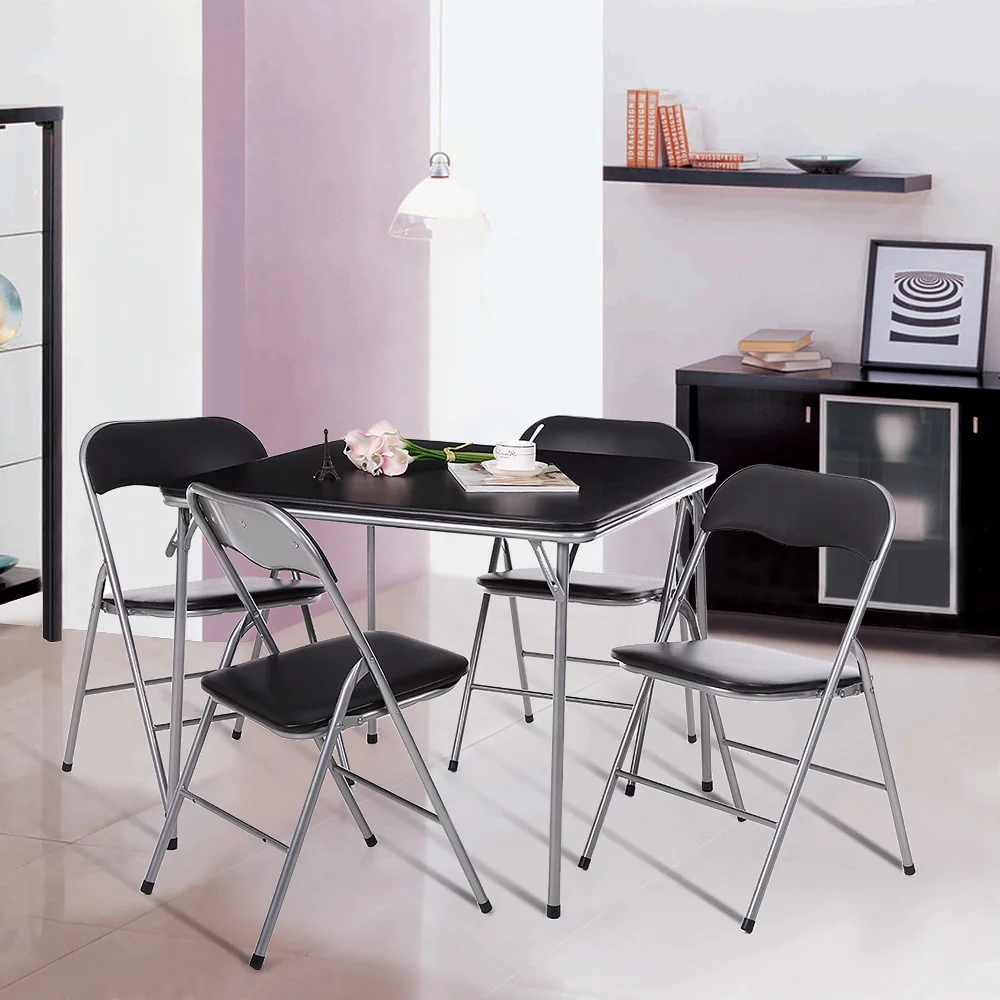 iKayaa Metal Folding Kitchen Dining Table Chair Set Outdoor Camping Picnic Foldable Furniture 1pcs 4 pcs Chairs | Мебель
