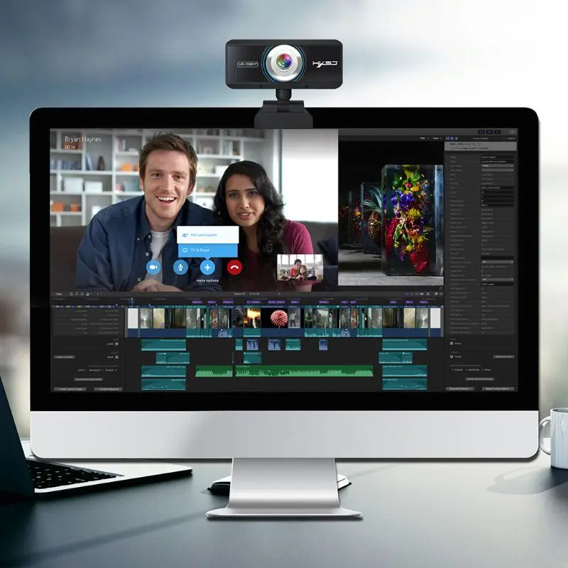 

1080P 5Million Webcam with Microphone,Fast Auto Focus for Video Calling meeting D7YC