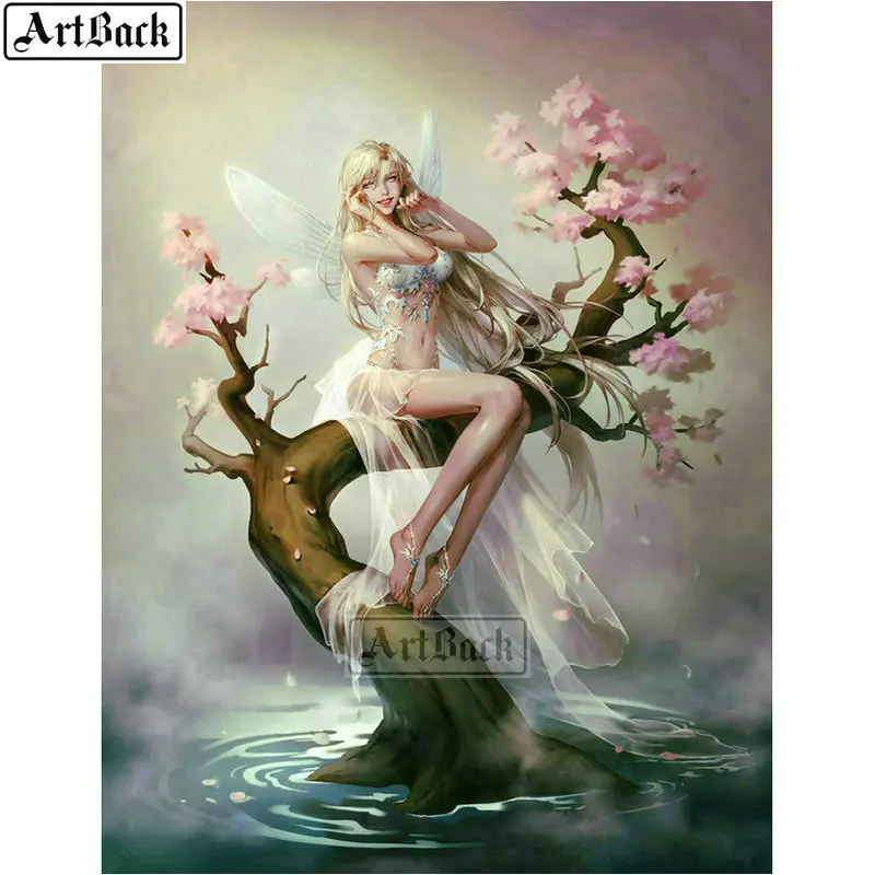 

Diamond Painting Fairy Tree Flowers Full Square / Round Angel Landscape Rhinestone Embroidery 3d Resin Diamond Mosaic Sticker
