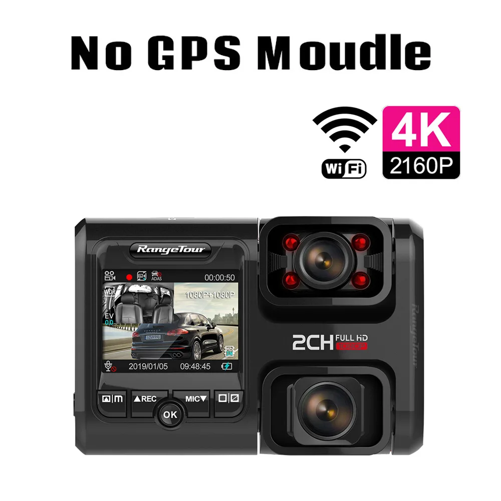 No GPS Moudle Автомобильный видеорегистратор с двумя объективами, 4 K, 2160 P, сенсор sony, wifi, gps, регистратор, 2 камеры, видеорегистратор, ночное видение, 170 градусов, видеокамера D30H - Название цвета: No GPS Moudle