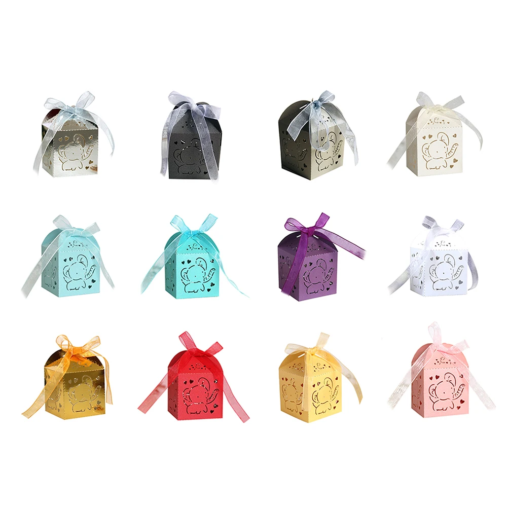 50 шт. лазерная резка милый Слоник детский душ пол открытые вечерние конфетная