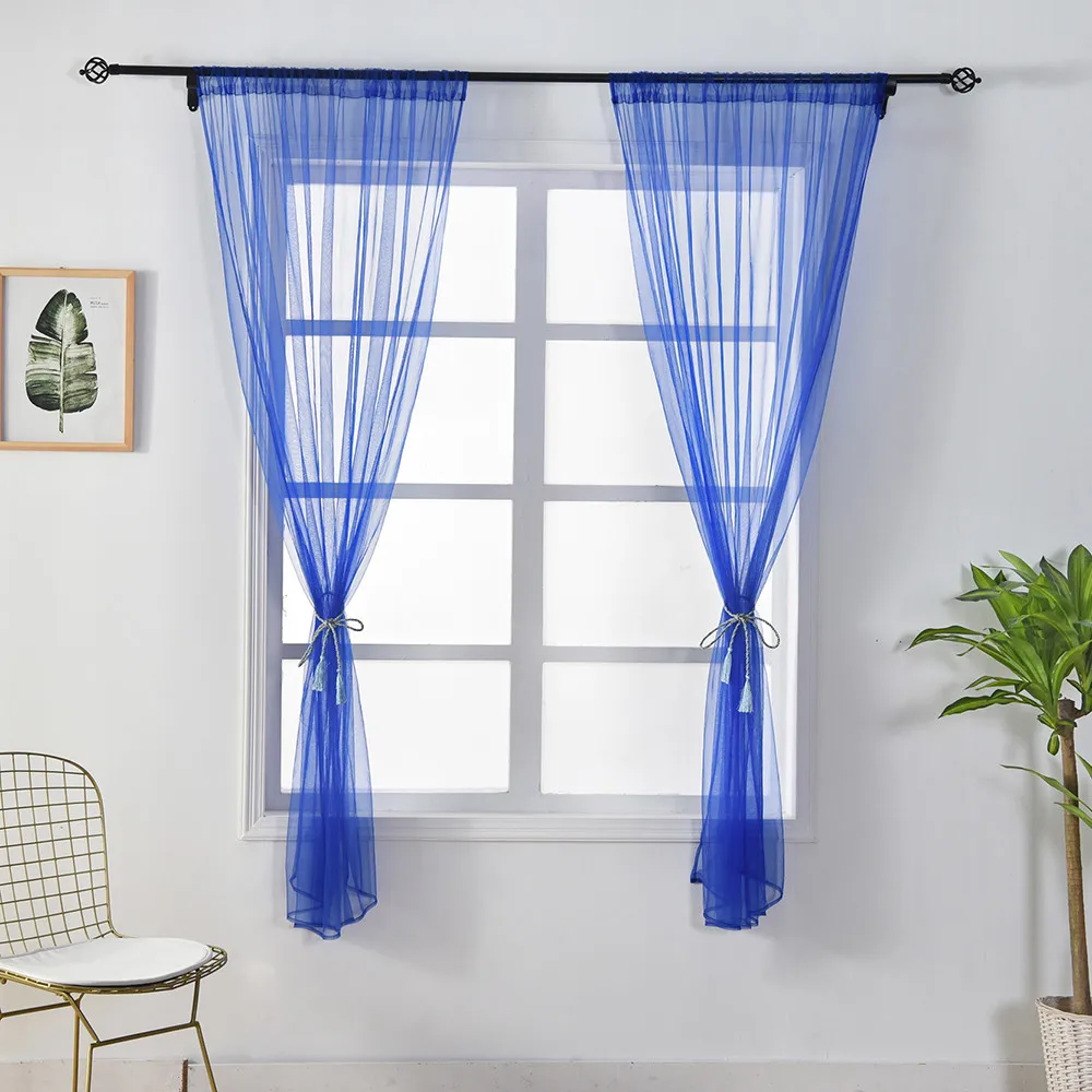 Прозрачная занавеска из тюля драпировка для окон 1 панель ткань Базовый стиль