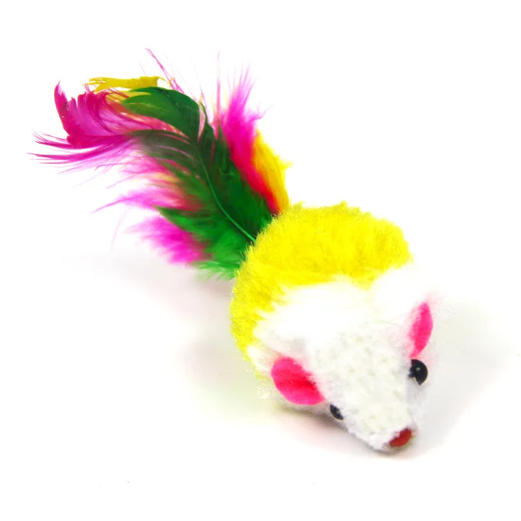 

Soft Fleece False Mouse Cat Toys Colorful Feather Funny Playing Toys for Cats Kitten Interactive Cat Toy Mouse Pet Products