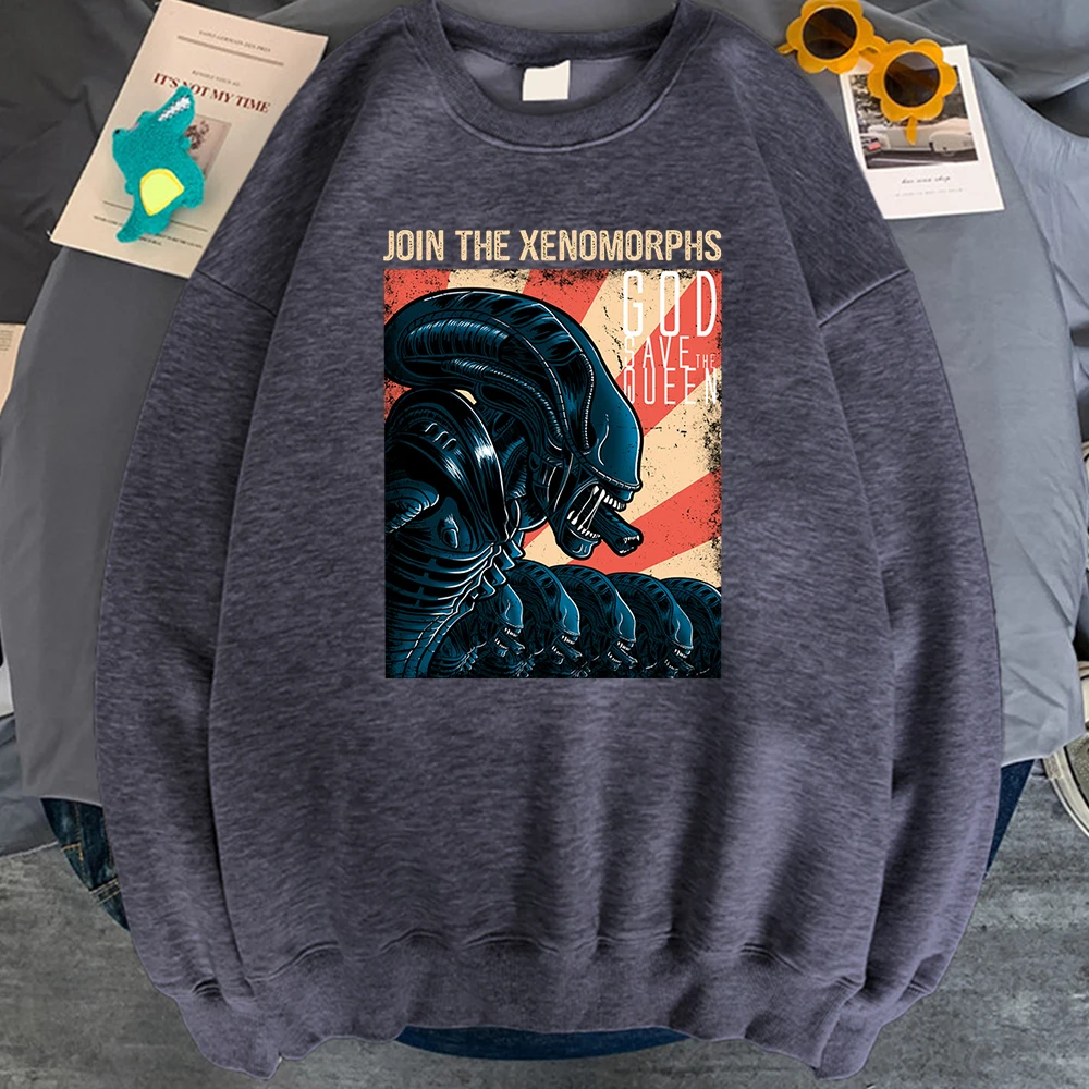 

Мужские толстовки с капюшоном, свитшоты с принтом ксеноморфы, Свободный пуловер с длинным рукавом и карманами, толстовка с капюшоном в стил...
