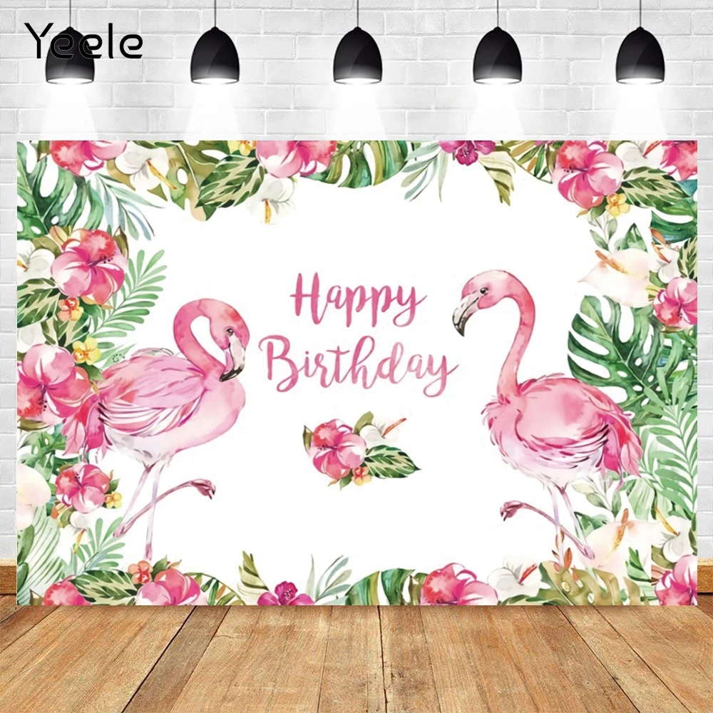 

Yeele Cartoon Cute Flamingo Background For Photography Baby Birthday Party Room Decro Photo Backdrop Photozone Photophone Props
