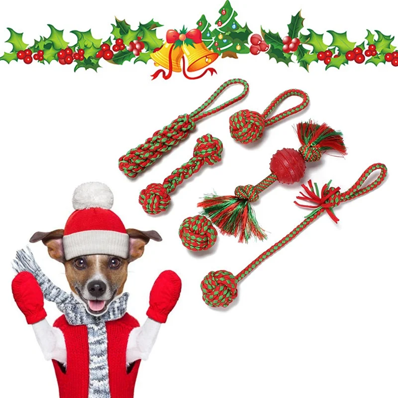 

Рождественский набор зубцов плюшевого животного, хлопковая веревка, игрушка, прочная плетеная косточка, устойчивая к укусам искусственная ...