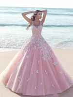 pink quinceanera dresses ball gown scoop floor length tulle appliques puffy cheap sweet 16 dresses