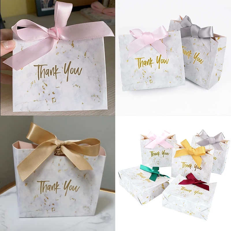 

20pc Thank You Gift Box Packaging Wedding Favors Box Cookie Candy Box Baby Shower Birthday Wedding Supplies Grey Marble Gift Bag