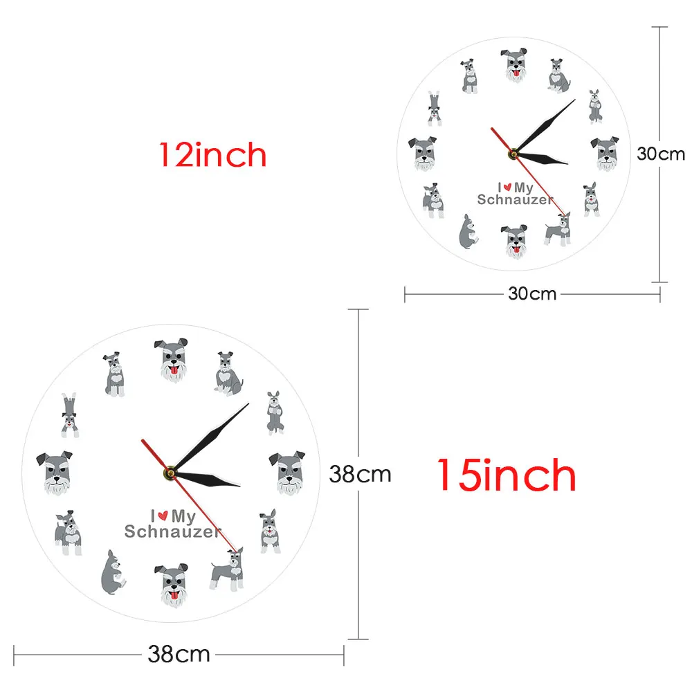 Мультфильм Шнауцер Висячие напечатанные настенные часы ОЧАРОВАТЕЛЬНЫЕ СОБАКИ