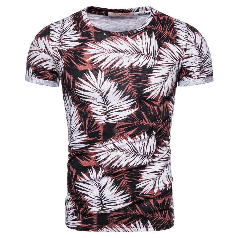 

New Summer Hawaii Beach Style Men's T-shirt Casual 100% Cotton High Quality Printed Mens T-shirts Streetwear Tops Tees Shirt Men