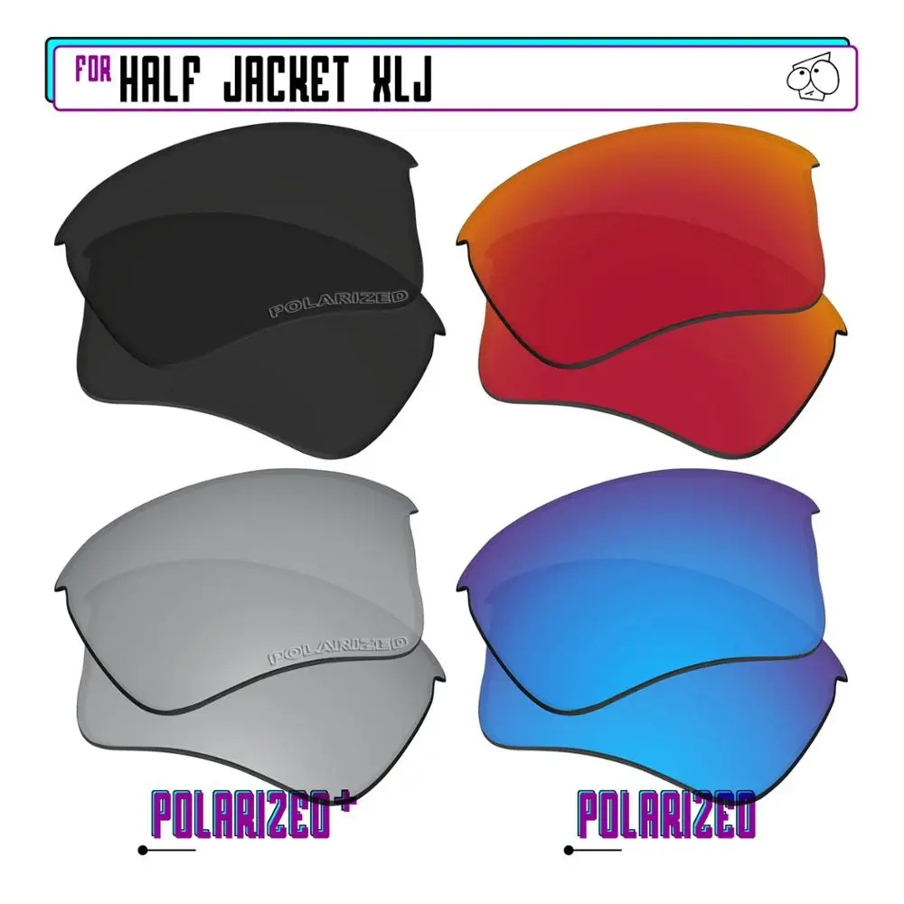 EZReplace Polarized Replacement Lenses for - Oakley Half Jacket XLJ Sunglasses - BkSrP Plus-RedBlueP