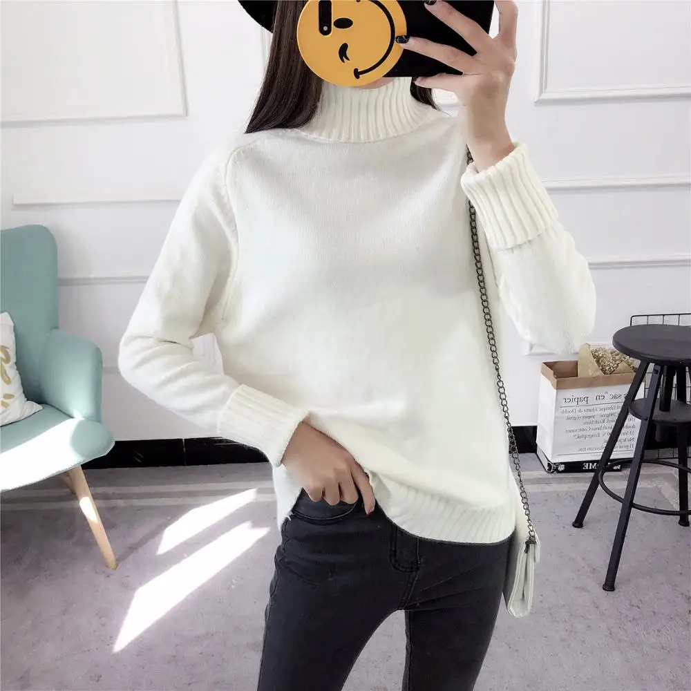 Sweater Women Turtleneck Solid Color Loose Europes Wind Female long-sleeve Thick Hot Sell Womens Sweaters Vestidos LXJ677 | Женская