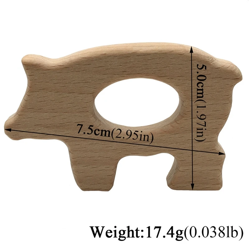 

1pcs Beech Wooden Teether Pig Shape Baby Wood Teething Animal Toys Nursing Baby Shower Gift