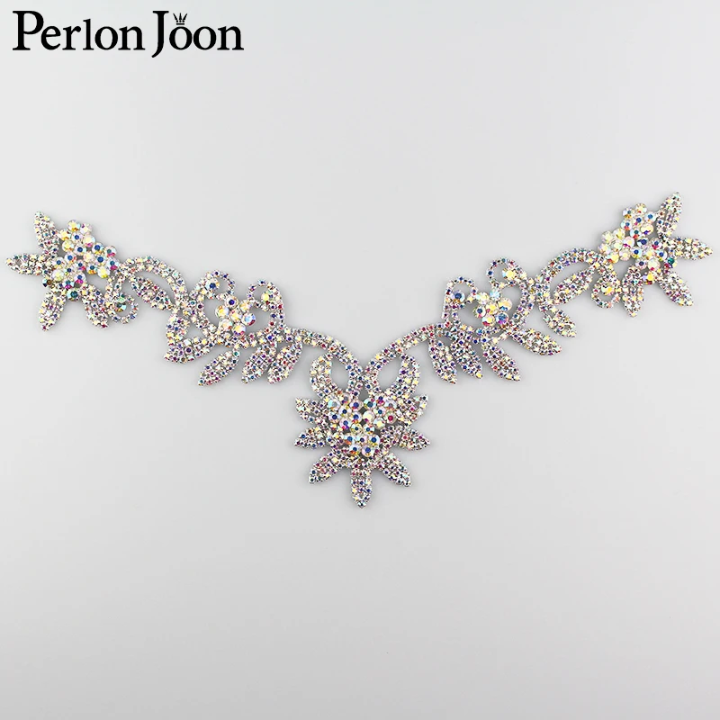 DIY ab цветной сварочный Кристалл Стразы воротник для свадебного платья юбки