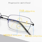 Новые прогрессивные многофокусные очки для чтения из титанового сплава мужские противосиние полноразмерные квадратные корейские очки без винтов 1,0-4,0