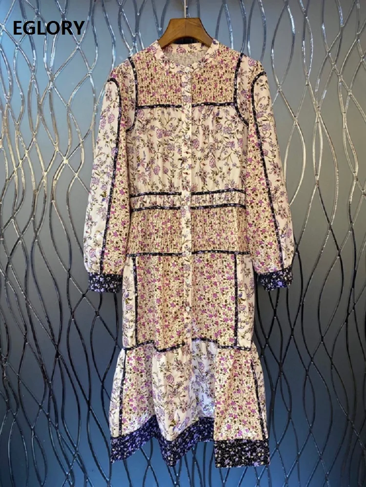 Женское Хлопковое платье с длинным рукавом элегантное винтажное составного кроя