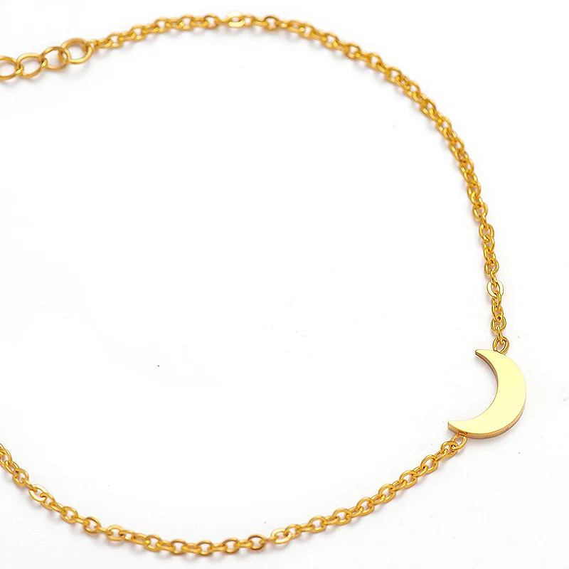 Wild &amp Free Women Simple Gold Moon Bracelets Fashion Jewelry High Quality Chain Bangles Stainless Steel |