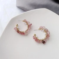 irregular temperament earrings for women simple pearl charm pendientes piercing fashion c word party wedding costume jewelry