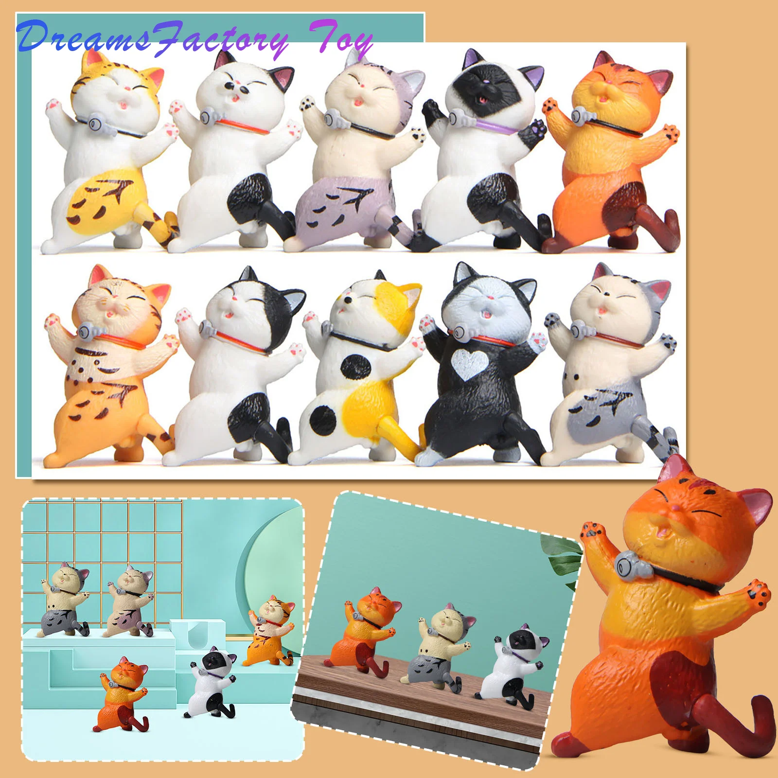 

Улыбки, кошки, поворачивающиеся, милые, выглядящие назад, кавайная кошка, креативные котенки, украшения для комнаты, фигурки, игрушки, счастл...