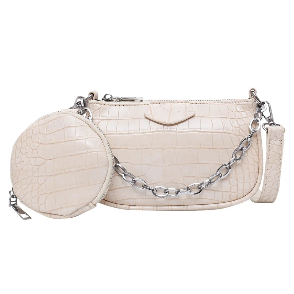 

Women Fashion Pattern Shoulder Handbag Leather Chain Sling Purse Crossbody Bag Chain Elegant Crossbody Shoulder Bag