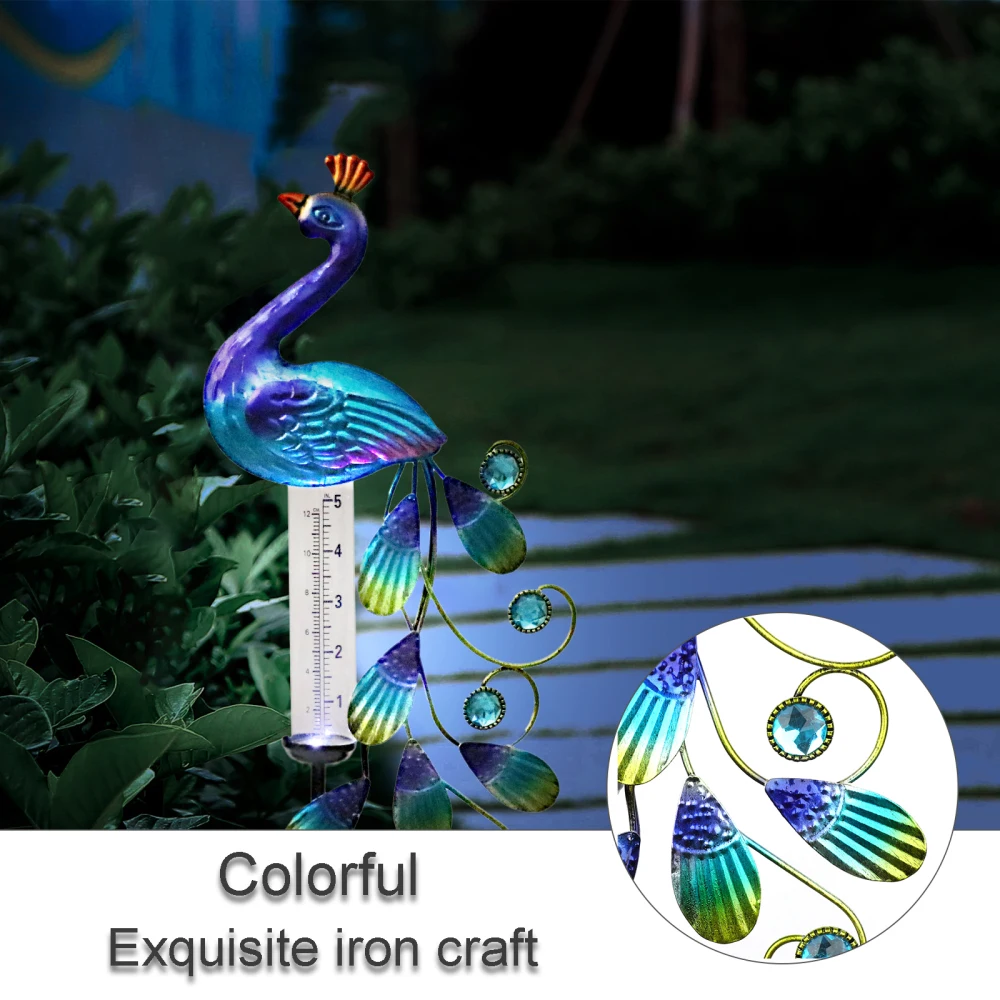 

Solar Lights Lamps Peacock Rain Gauge Outdoor Wedding Decoration Decorative Garden Decor