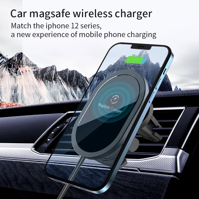 

15W Magnetic Wireless Car Charger Fast Charging Magnet Car Phone Holder Airvent Mount For iPhone 12 Pro Max 12 Mini